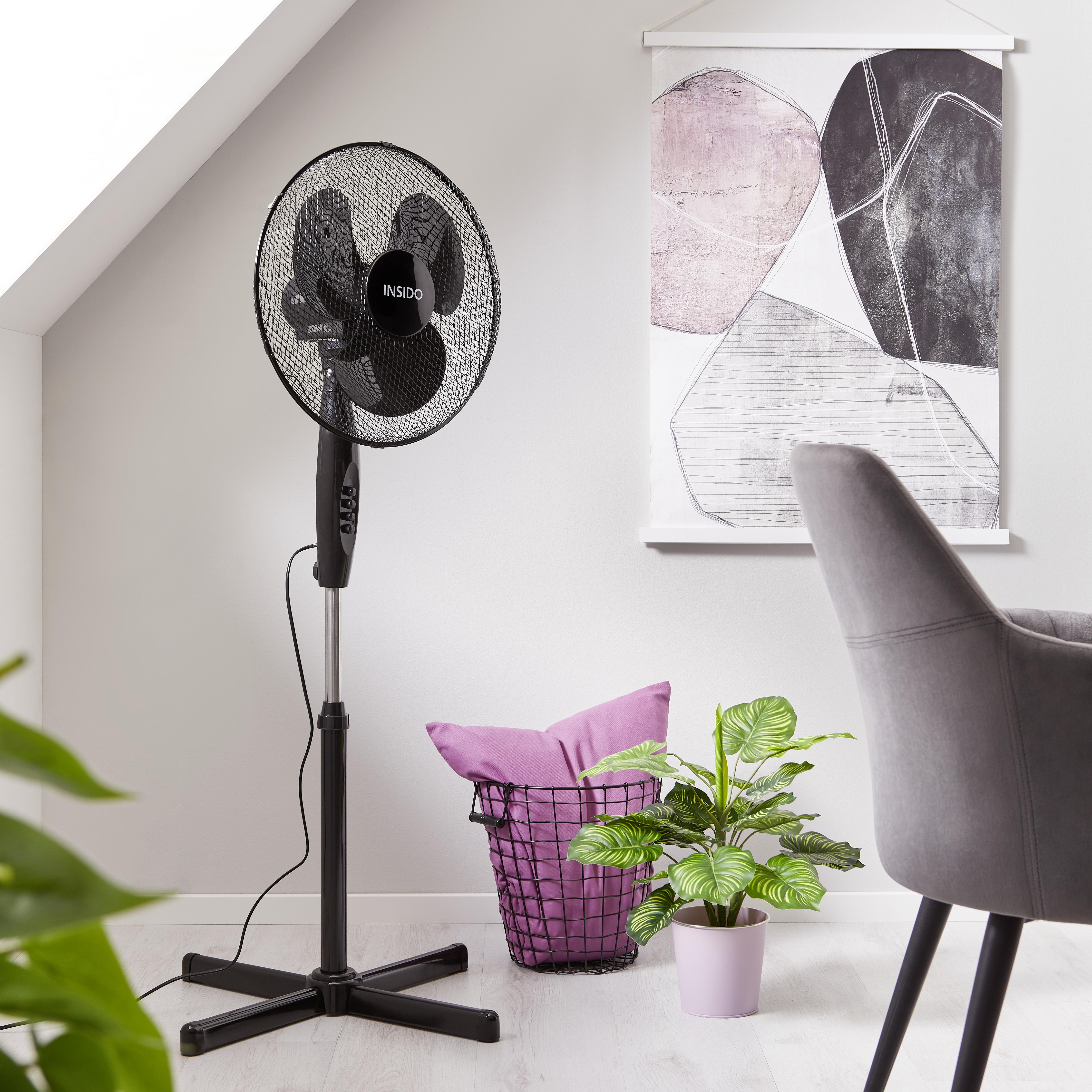 Standventilator höhenverstellbar max. 45 Watt - Schwarz, Kunststoff/Metall (60/128cm) - Insido