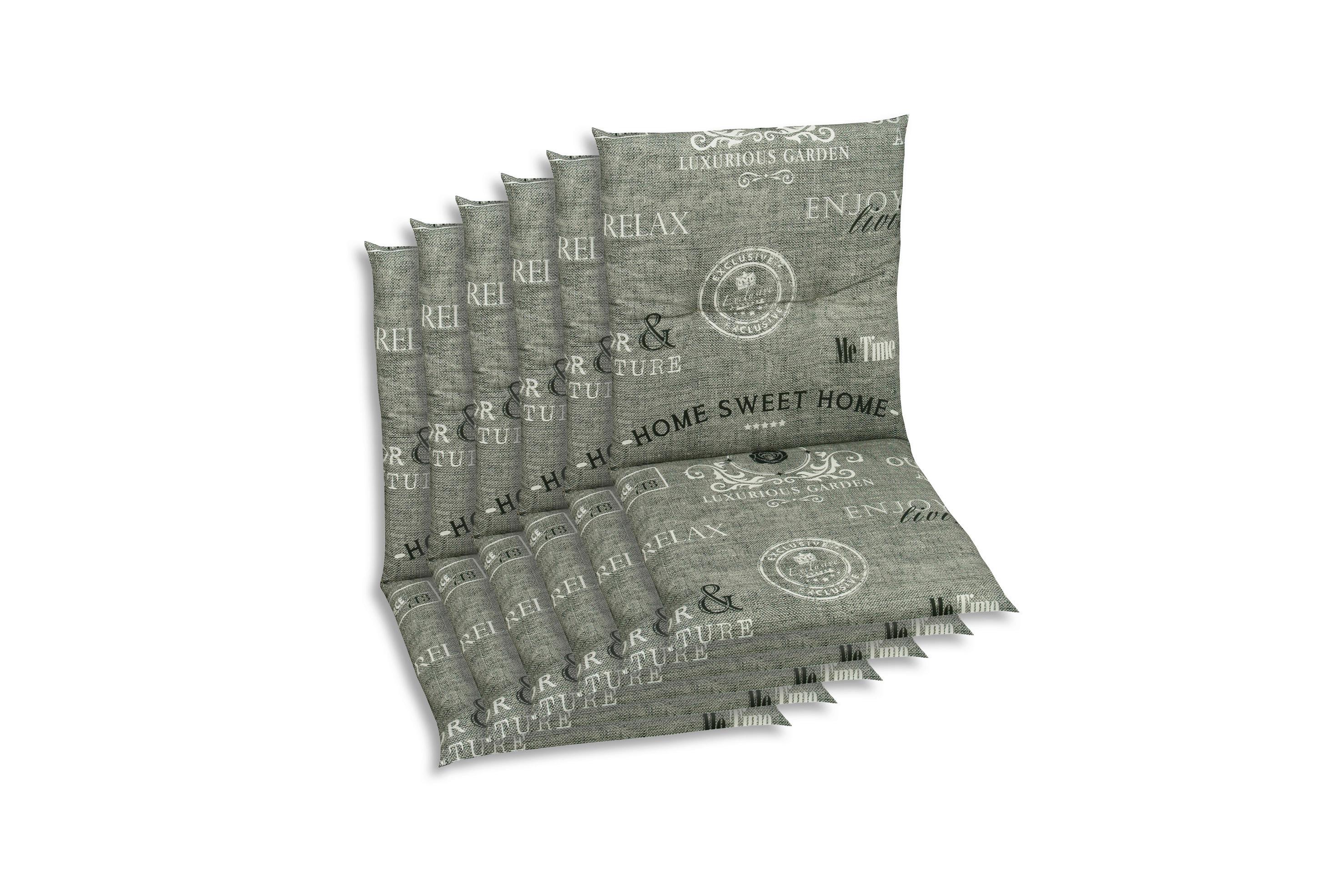 Sesselauflagenset Grau/Weiß, 6-teilig - Hellgrau/Weiß, KONVENTIONELL, Textil (48/5/98cm)