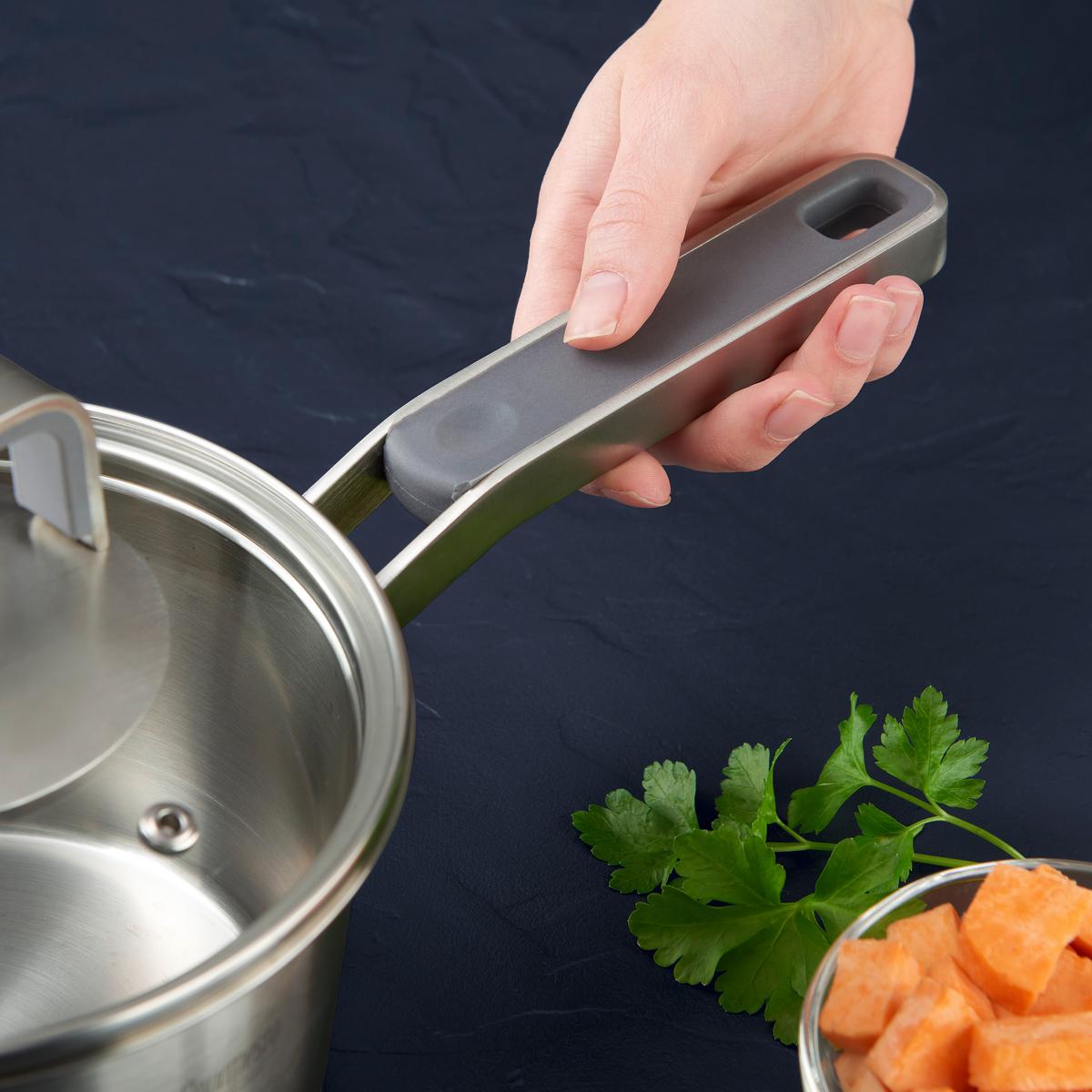 Lábas Fedővel Átm.: Kb. 16cm Silver Line - nemesacélszínű/átlátszó, Konventionell, Üveg/fém (16/9,5cm) - Gourmesto