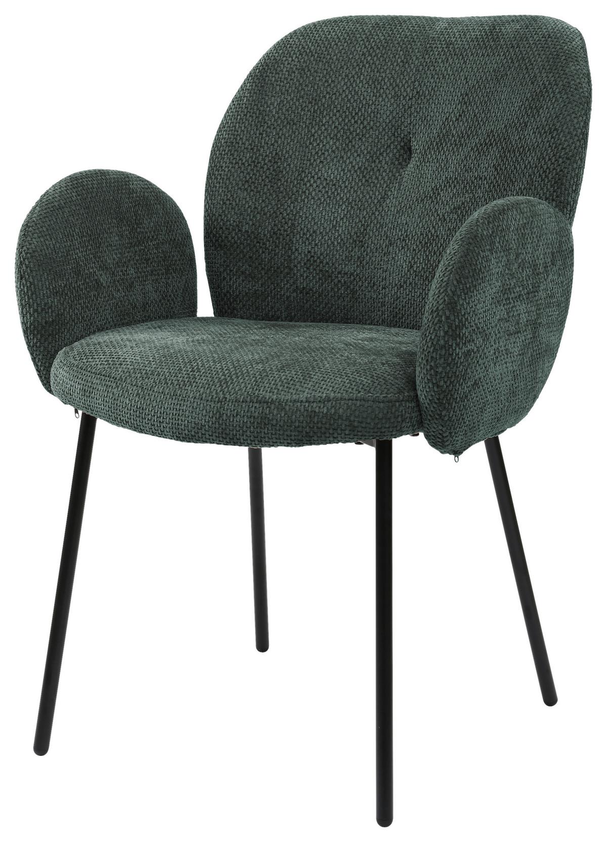 Armlehnstuhl Mara Grün - Schwarz/Grün, Lifestyle, Holz/Textil (60/87/64cm) - Mömax
