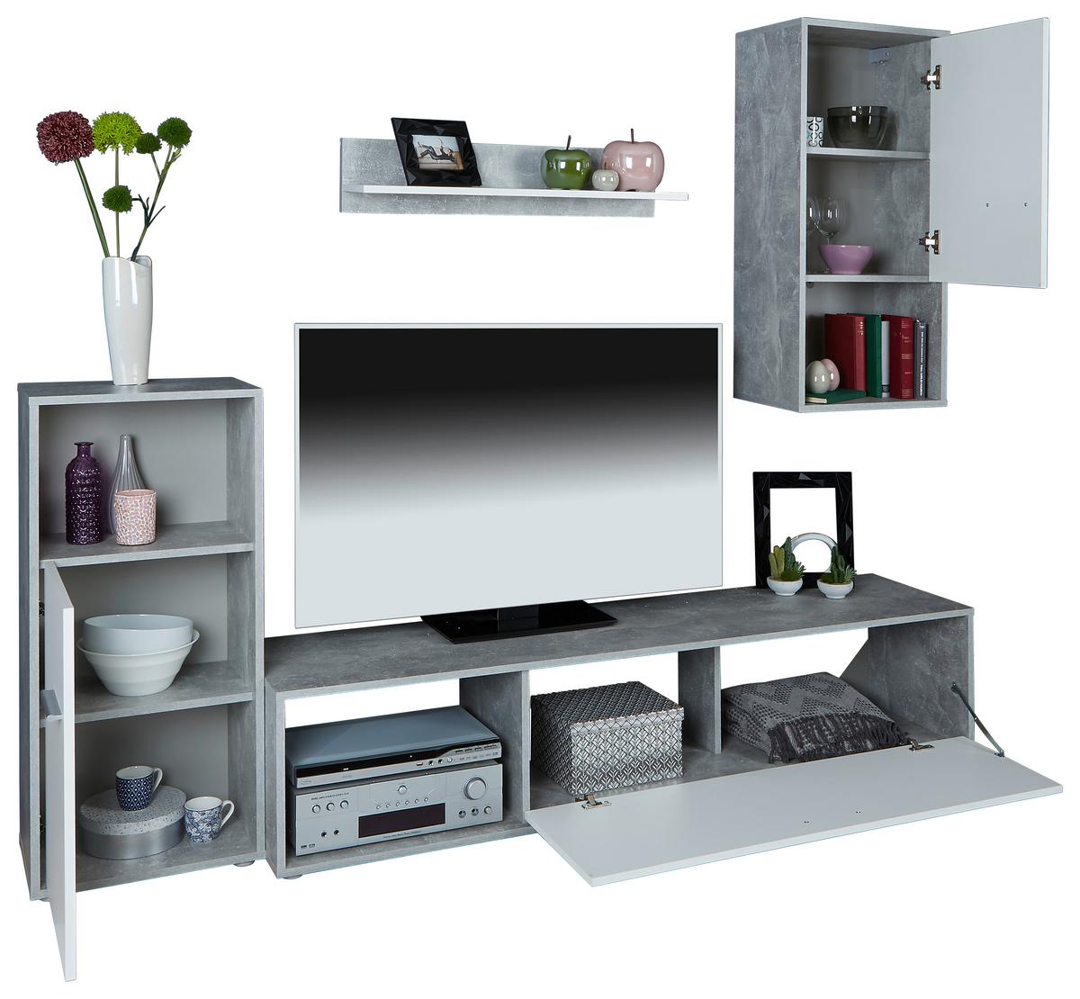 Mobilier camera de zi Aran - gri deschis/alb, Modern, material pe bază de lemn (221/183,5/40cm) - Best Price