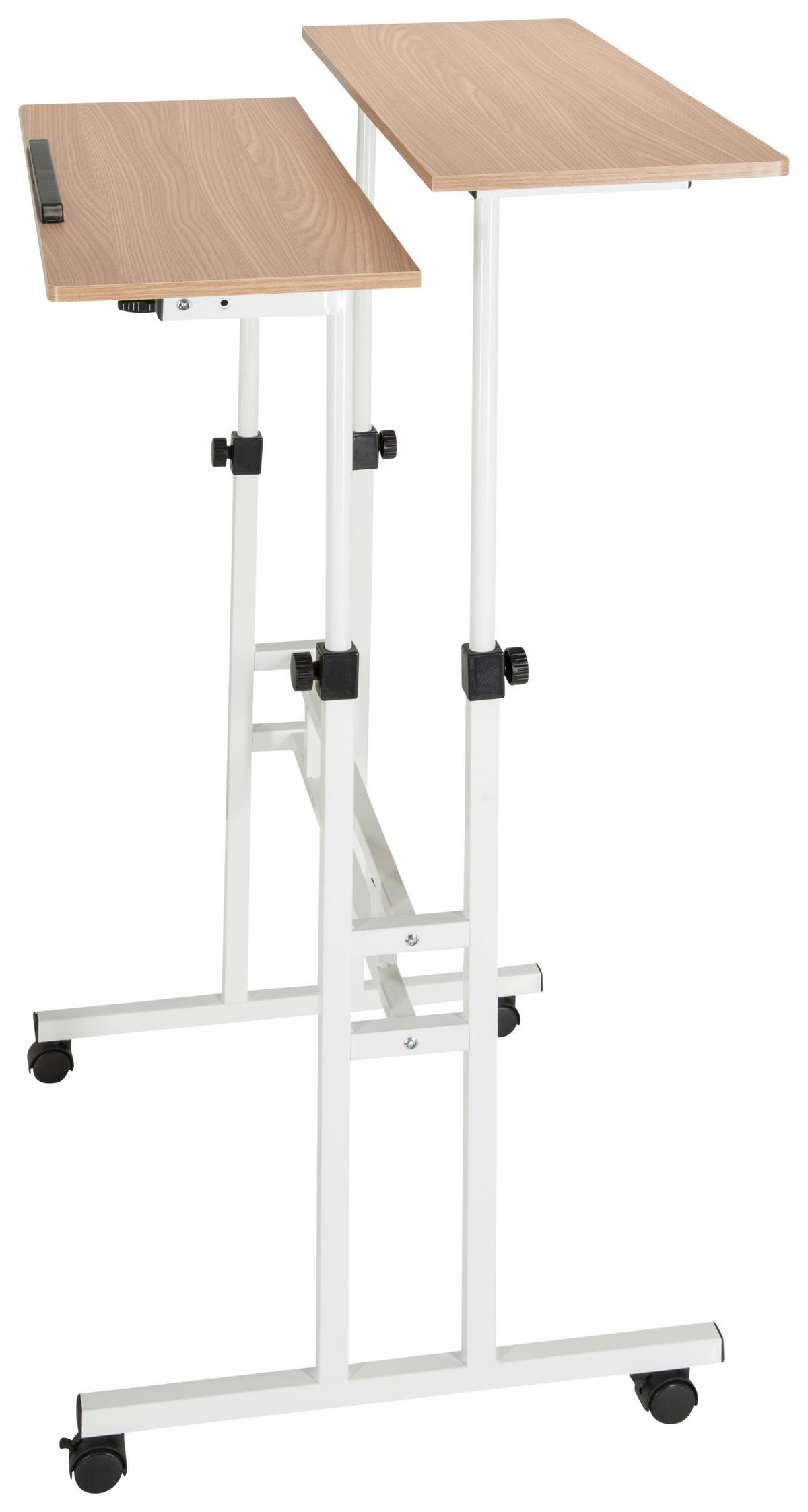 Pisalna Miza Workstation I, Bela, Hrast - barve hrasta/bela, Basics, kovina/umetna masa (120/82-128/60cm) - MID.YOU