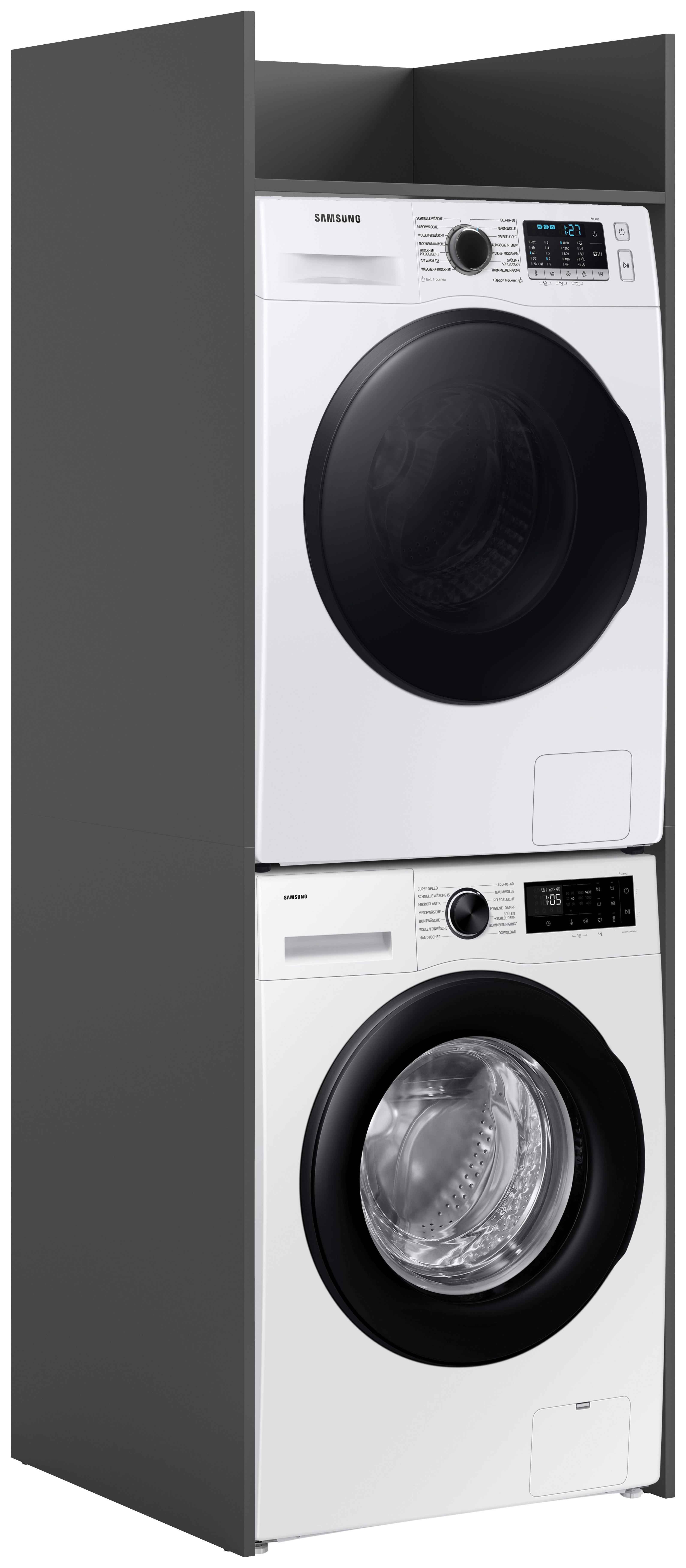 Waschmaschinenschrank Free Anthrazit - Anthrazit/Weiß, Basics, Holzwerkstoff/Kunststoff (66/195/60cm) - MID.YOU