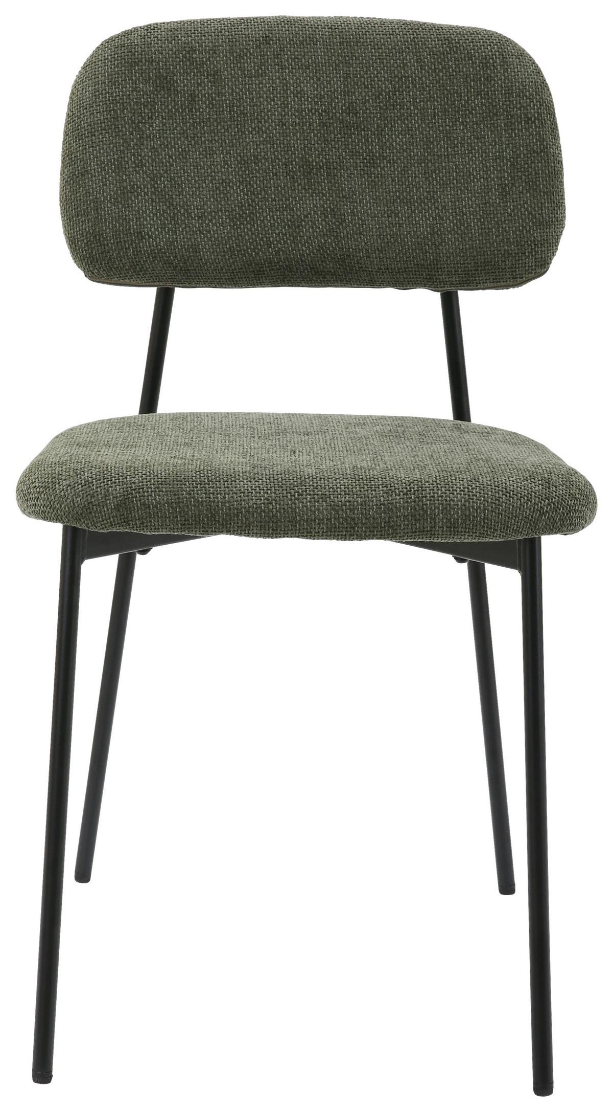 Stuhl Lara Grün, stapelbar - Schwarz/Grün, MODERN, Textil/Metall (44/78,5/49cm) - Mömax