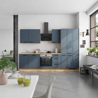 Küchenblock Easytouch High m. Geräten Dunkelblau - Eichefarben/Schwarz, MODERN, Holzwerkstoff/Metall (300cm) - Nobilia