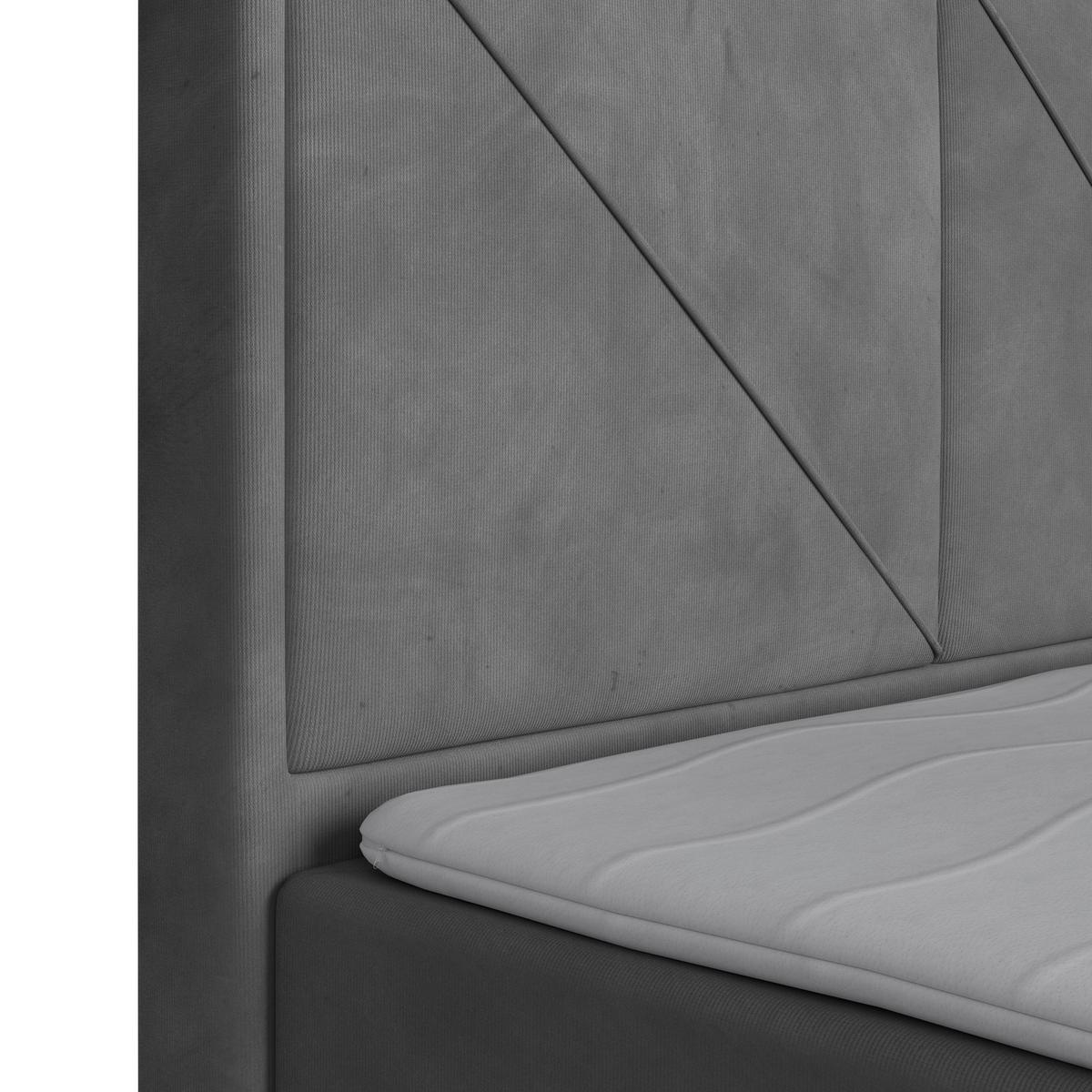 Boxspringbett Bologna ca. 180x200 cm Hellgrau - Hellgrau/Schwarz, MODERN, Holzwerkstoff/Kunststoff (180/200cm) - MID.YOU