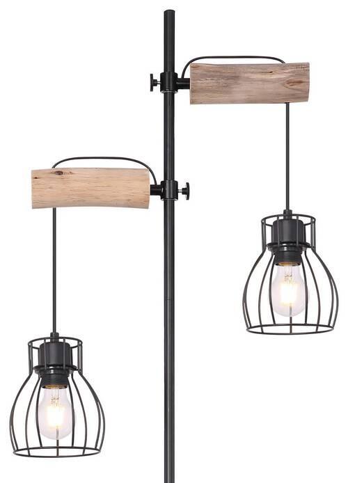 STEHLEUCHTE MINA - Schwarz/Naturfarben, Basics, Holz/Metall (47/25/168cm) - Globo