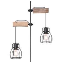STEHLEUCHTE MINA - Schwarz/Naturfarben, Basics, Holz/Metall (47/25/168cm) - Globo
