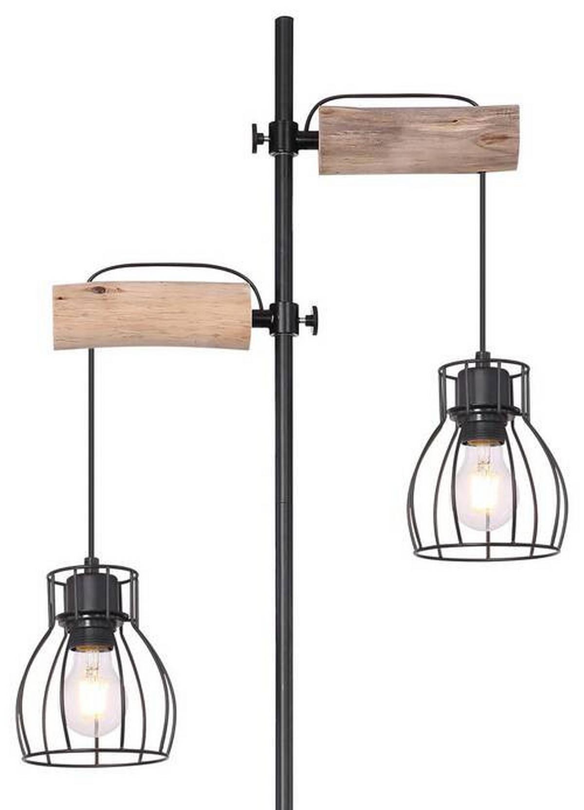 STEHLEUCHTE MINA - Schwarz/Naturfarben, Basics, Holz/Metall (47/25/168cm) - Globo