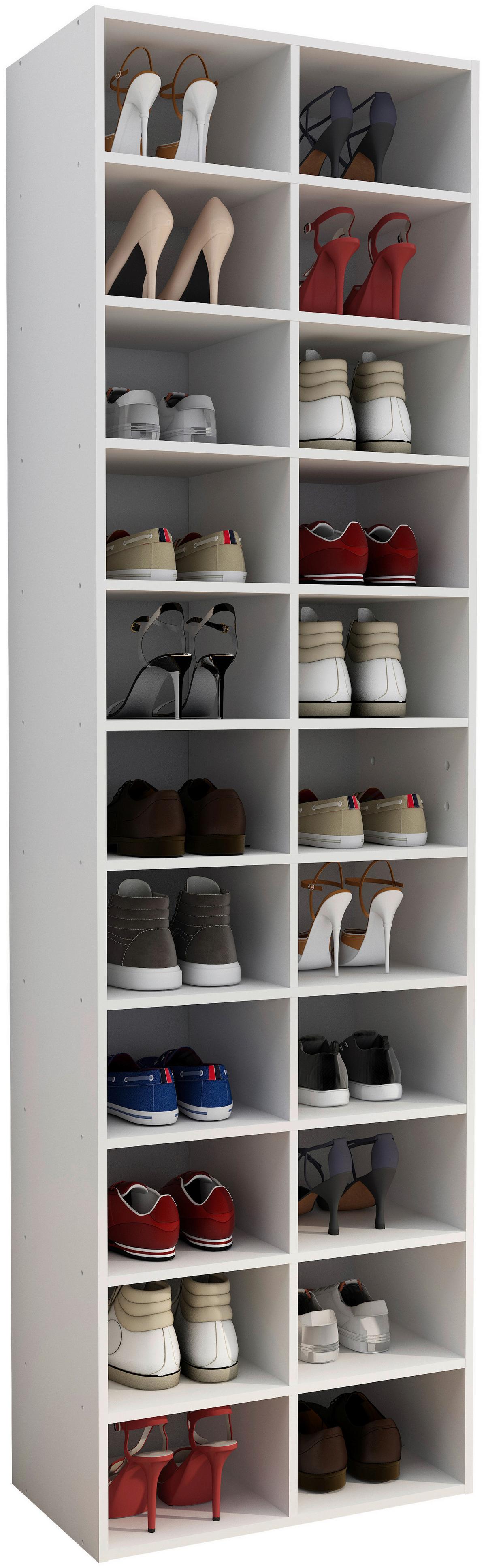 Schuhregal HINSOL Weiß ca. 52x183x30 cm - Weiß, Design, Holzwerkstoff (52/183/30cm) - MID.YOU