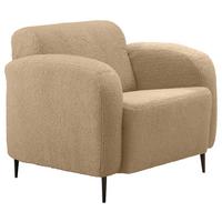 Sessel Marone Creme Teddystoff - Creme/Schwarz, MODERN, Textil/Metall (85/76/90cm) - Livetastic