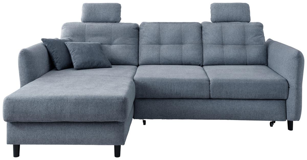 Wohnlandschaft Brizzini Hellblau Chenille - Blau/Schwarz, MODERN, Holz/Textil (176/250-280cm) - Livetastic