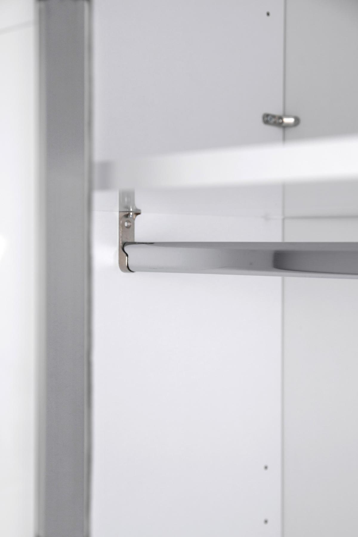 Omara Z Drsnimi Vrati Viva, Bela - bela/barve aluminija, Moderno, kovina/leseni material (200/210/62cm) - P & B
