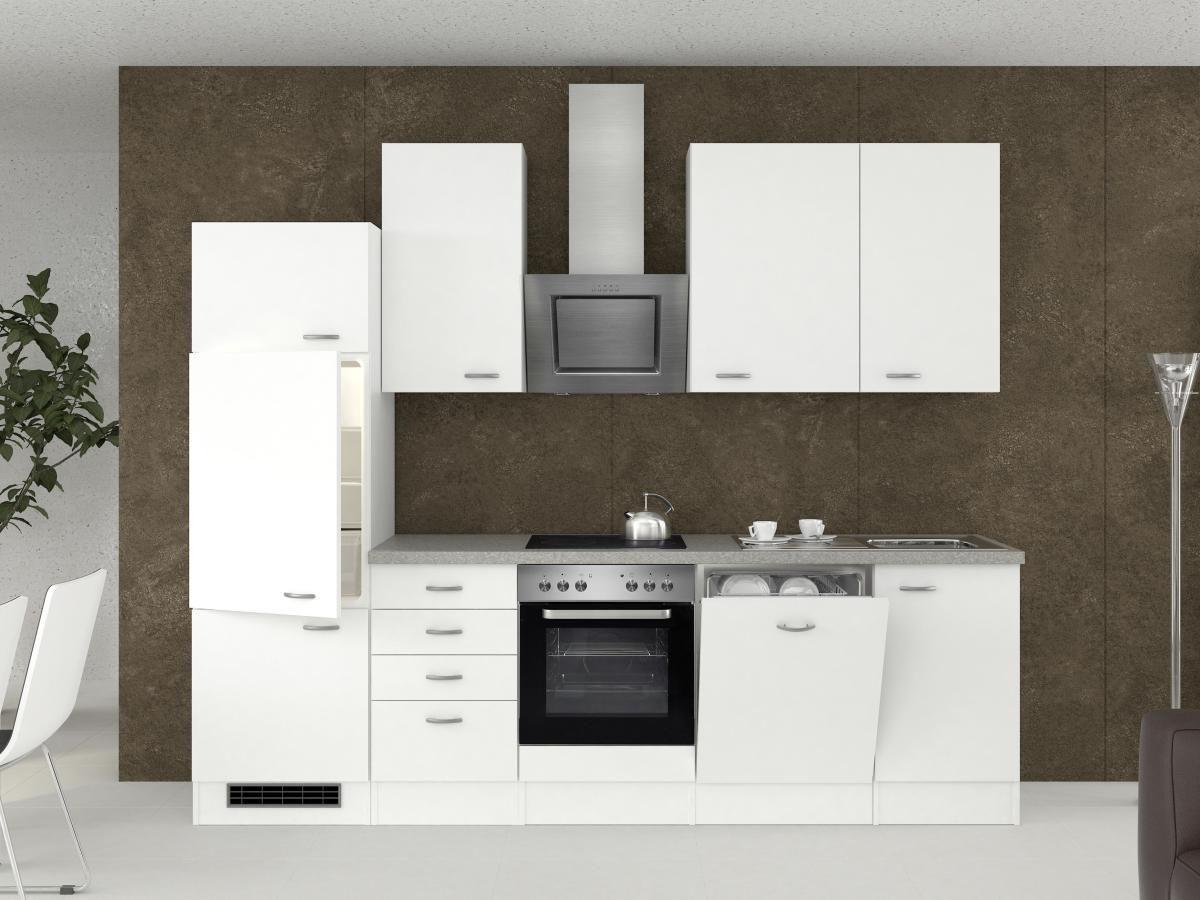 Küchenblock "Wito" , Weiß - Edelstahlfarben/Hellgrau, MODERN, Holzwerkstoff/Kunststoff (280cm) - FlexWell