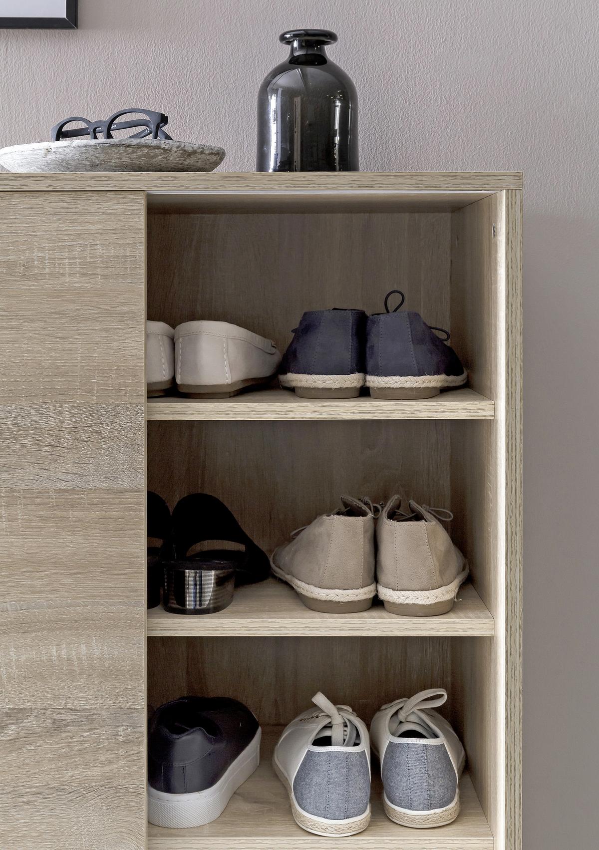 Schuhschrank "WL5.713", braun - Silberfarben/Sonoma Eiche, KONVENTIONELL, Holzwerkstoff/Kunststoff (100/108/37,5cm) - MID.YOU