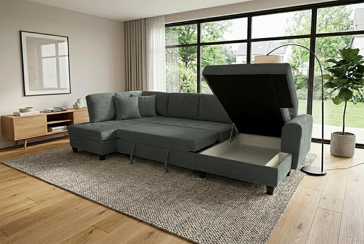 Kutna Garnitura Moritz - zelena, Trend, tekstil (178/324/155cm)
