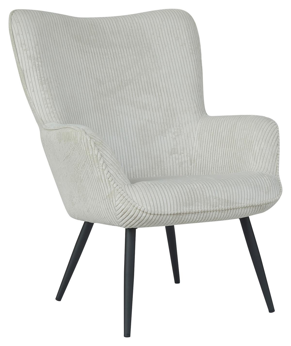 Sesselset Uta Elfenbein Cord - Elfenbein/Schwarz, Basics, Textil/Metall - MID.YOU