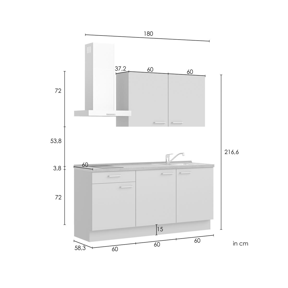 Küchenleerblock Senso Low o. Geräte Olivgrün - Eichefarben/Schwarz, MODERN, Holzwerkstoff/Metall (180cm) - Nobilia
