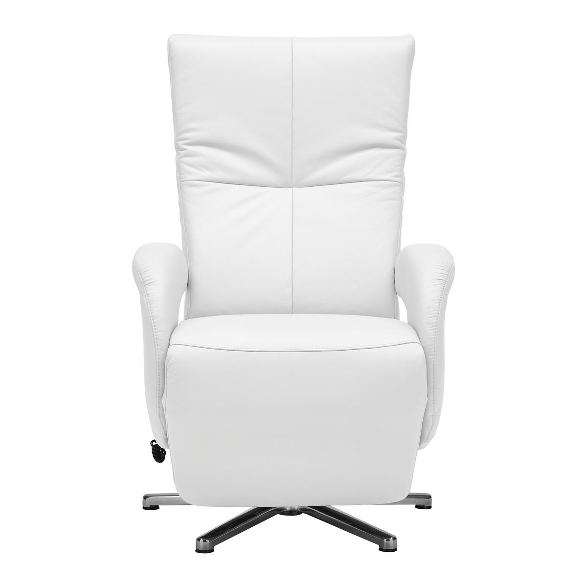 Relaxsessel Sitting 2 Weiß - Chromfarben/Weiß, MODERN, Leder (70/111/80cm) - Premium Living
