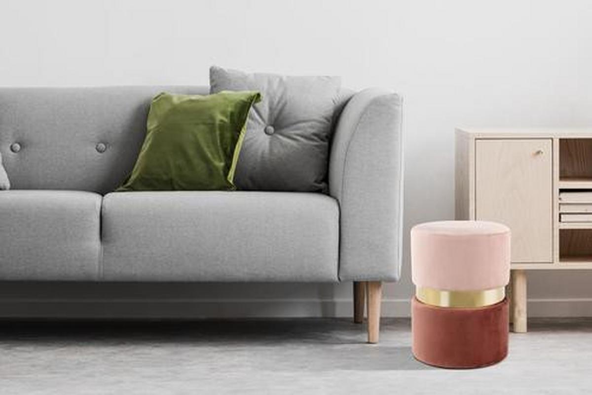 Hocker 659iq-Lpnk - Hellrosa/Dunkelrosa, Basics, Holz/Holzwerkstoff (35/46/35cm) - Kayoom