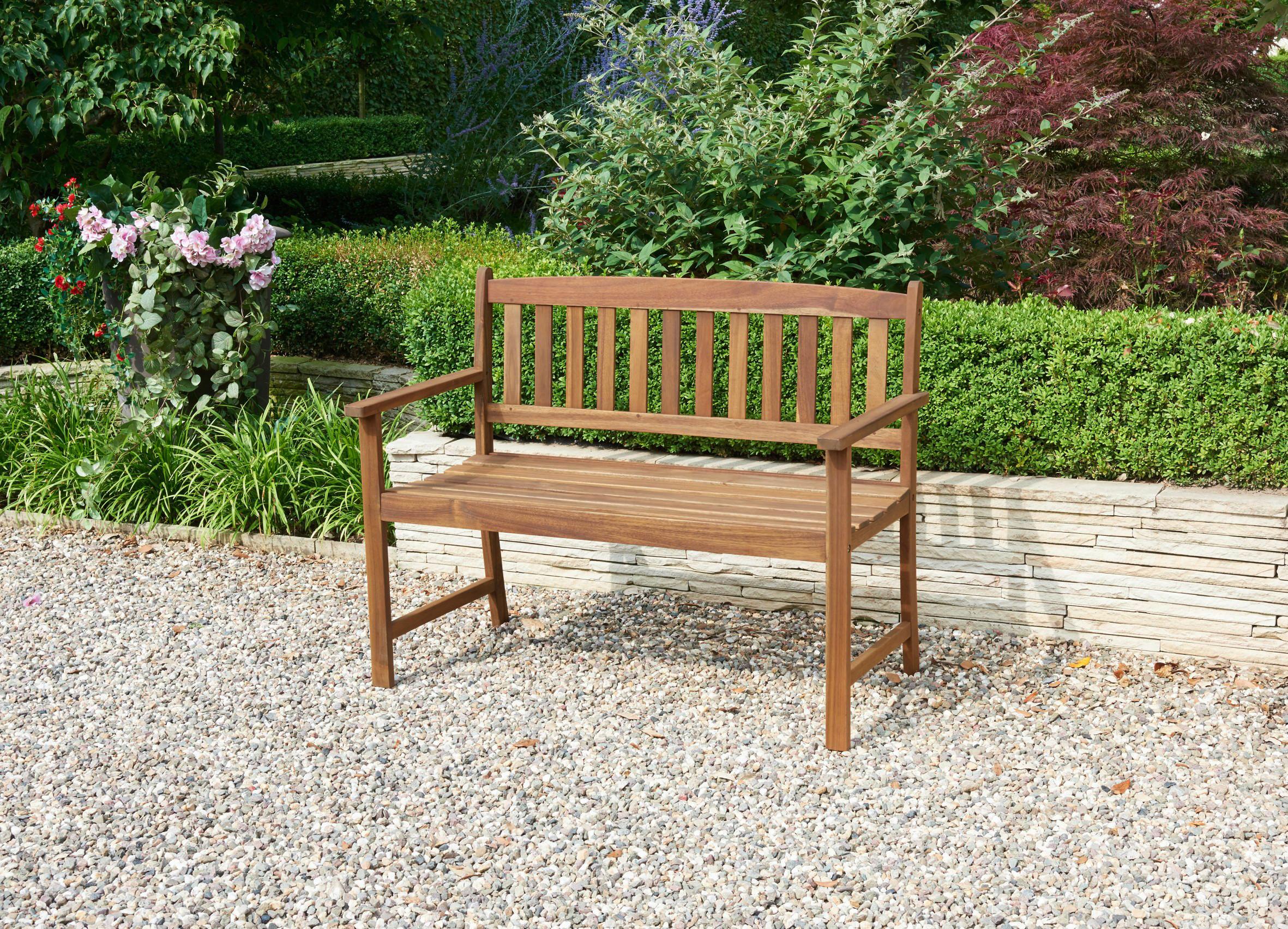 Gartenbank Echtholz 2-Sitzer Borkum mit Rückenlehne - Braun, KONVENTIONELL, Holz (109/86/58cm) - Gardenson