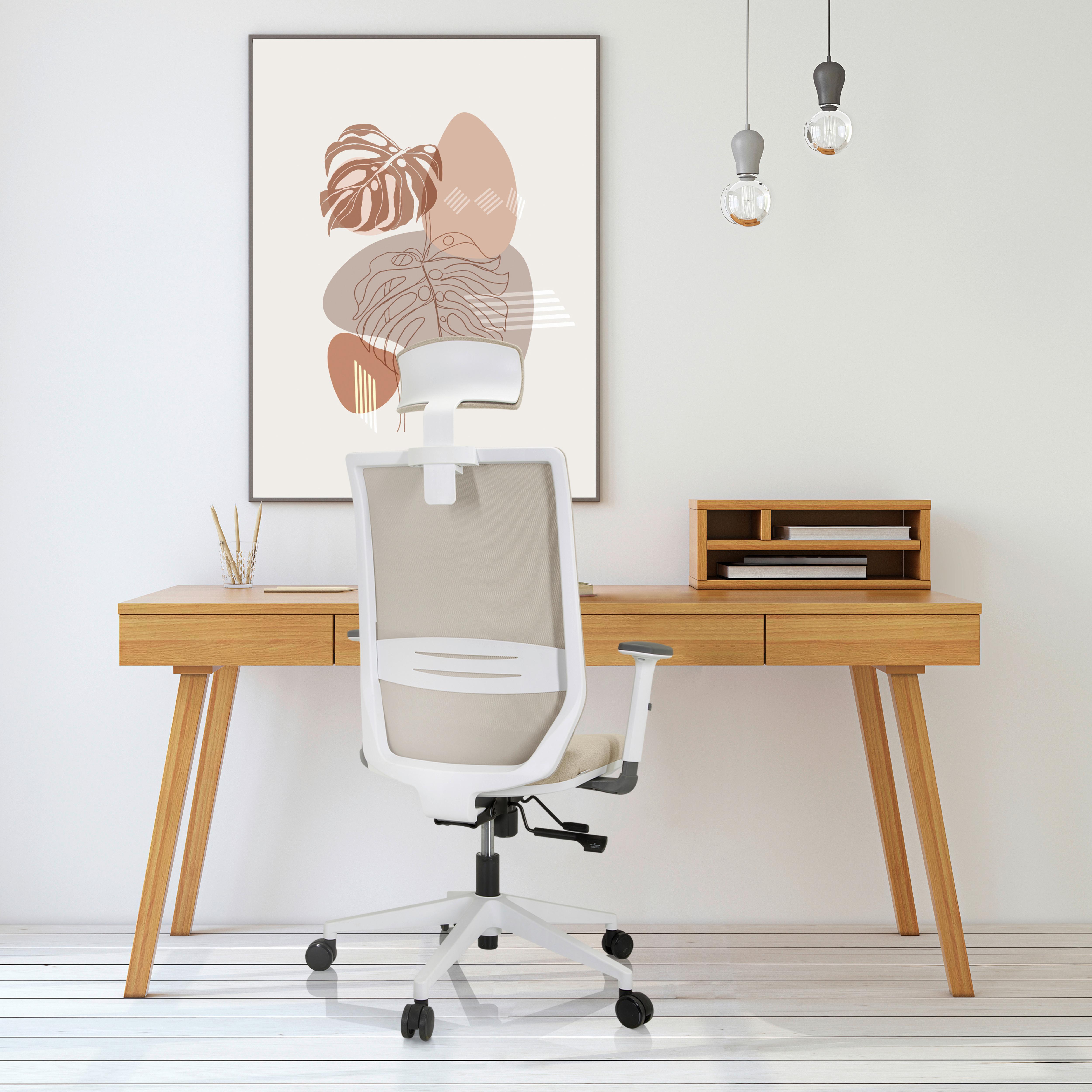 Pisarniški Stol Profondo Pro W, Bež - bela/bež, Basics, umetna masa/tekstil (70/117/62cm) - MID.YOU