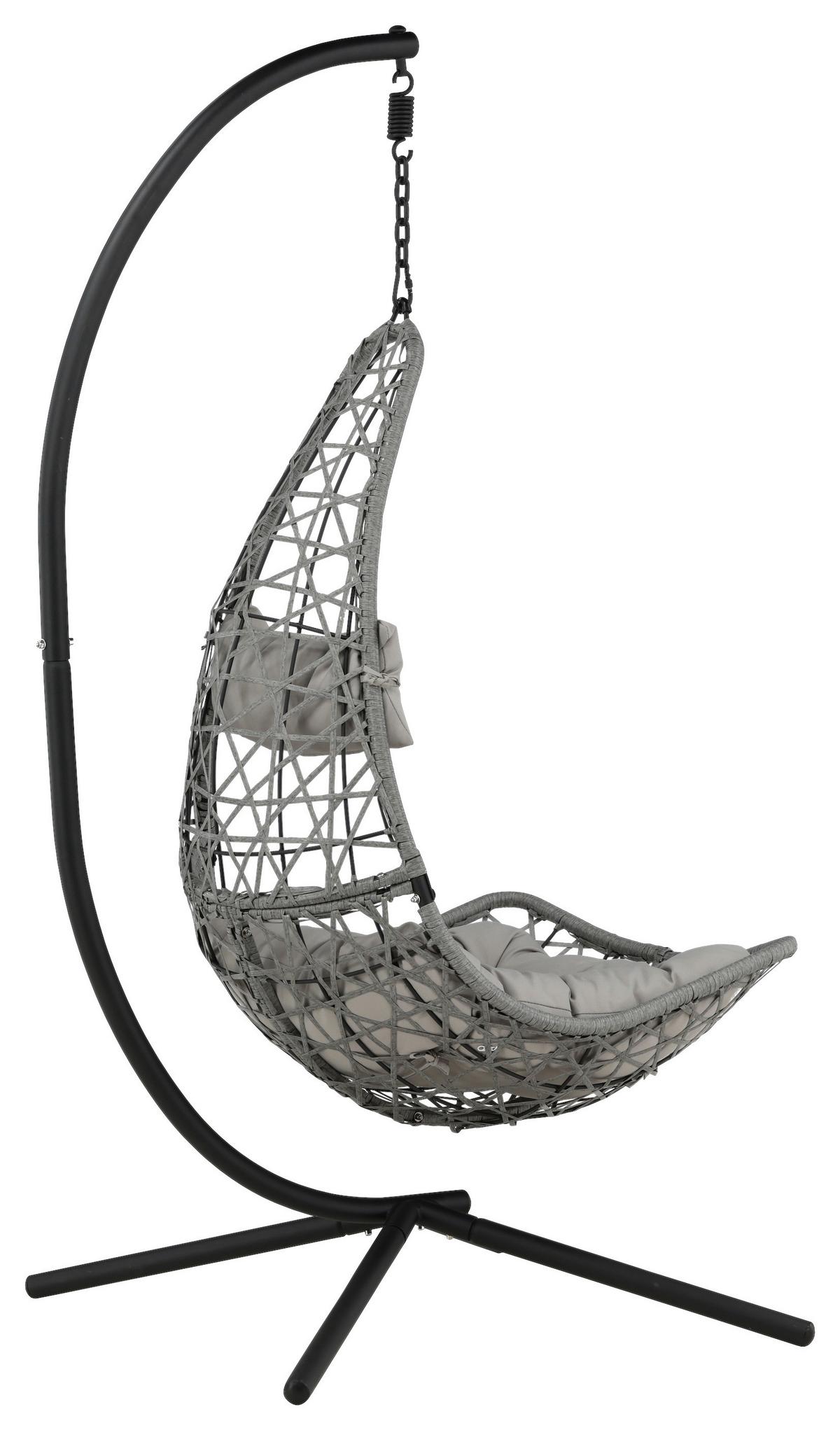 Hängesessel Edinburgh ca. 132x205x130cm Grau/Schwarz - Schwarz/Grau, KONVENTIONELL, Kunststoff (132/205/130cm) - Gardenson
