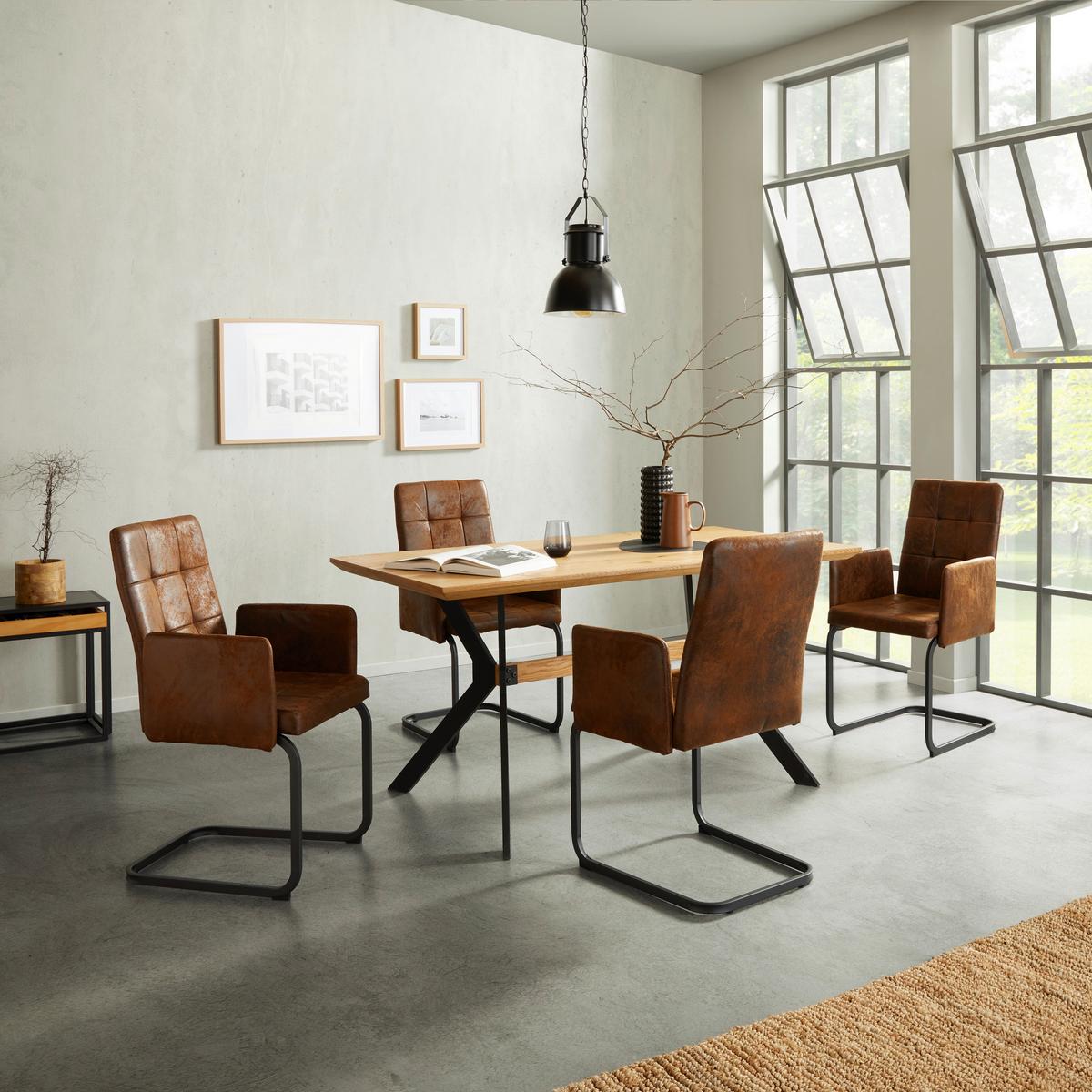 KRZESŁO Z PODŁOKIETNIKAMI BORDAL - czarny/brązowy, Modern, metal/tkanina (52/91/59,5cm) - MID.YOU