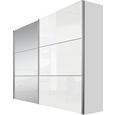 Schwebetürenschrank Weiß/Spiegel - Alufarben/Weiß, KONVENTIONELL, Holzwerkstoff/Metall (200/216/68cm) - PREMIUM LIVING