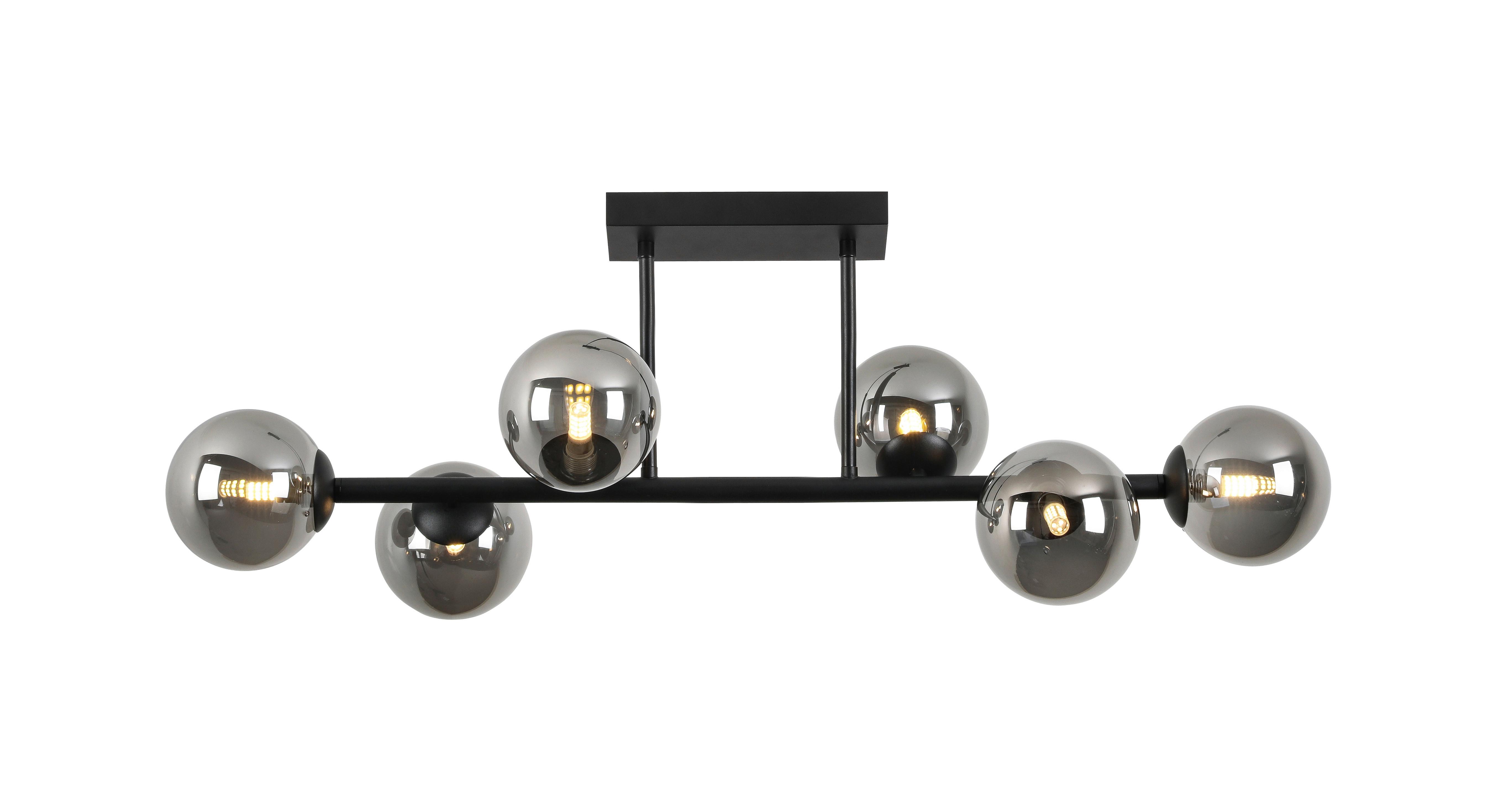 TAKLAMPA LISIB - kromfärg/svart, Modern, metall/glas (85/28/27cm) - Mömax