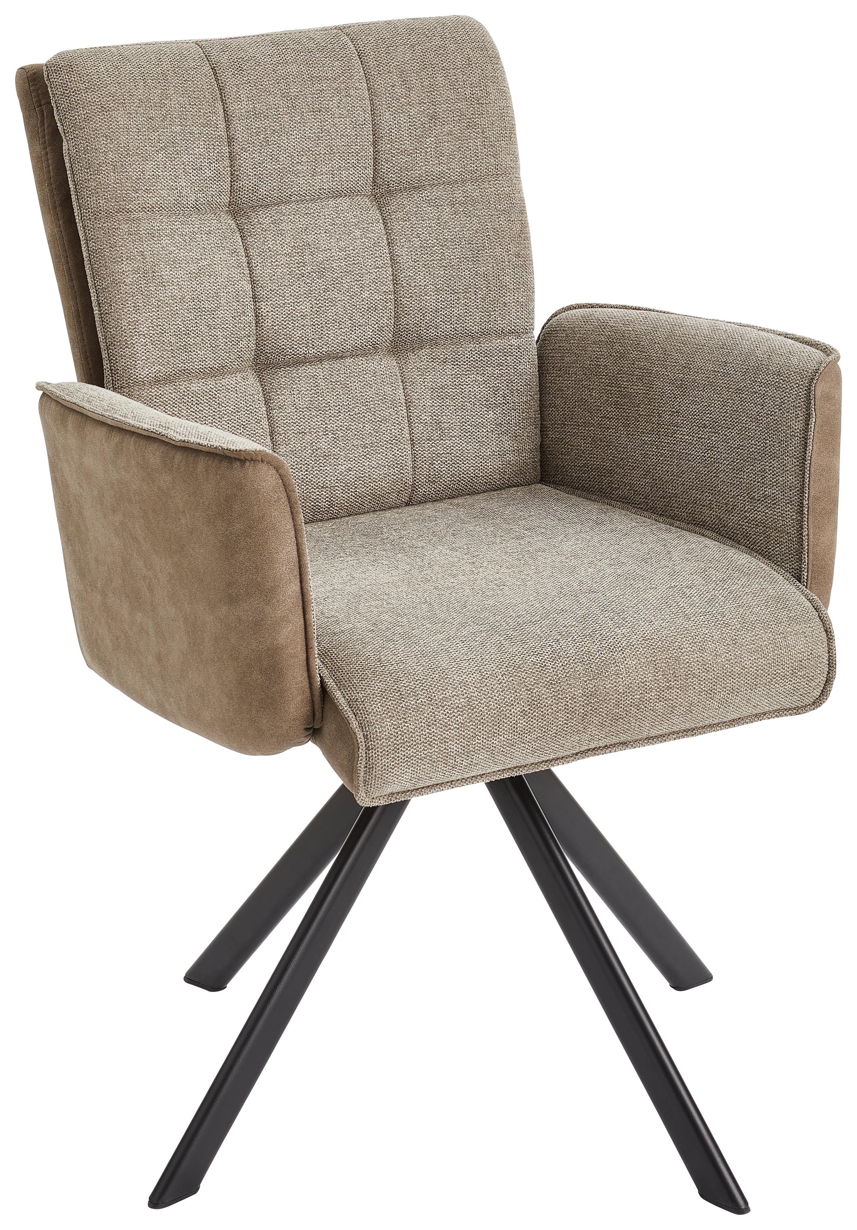 KRZESŁO Z PODŁOKIETNIKAMI FRIDA - czarny/szary, Modern, metal/drewno (61/91/64cm) - Livetastic