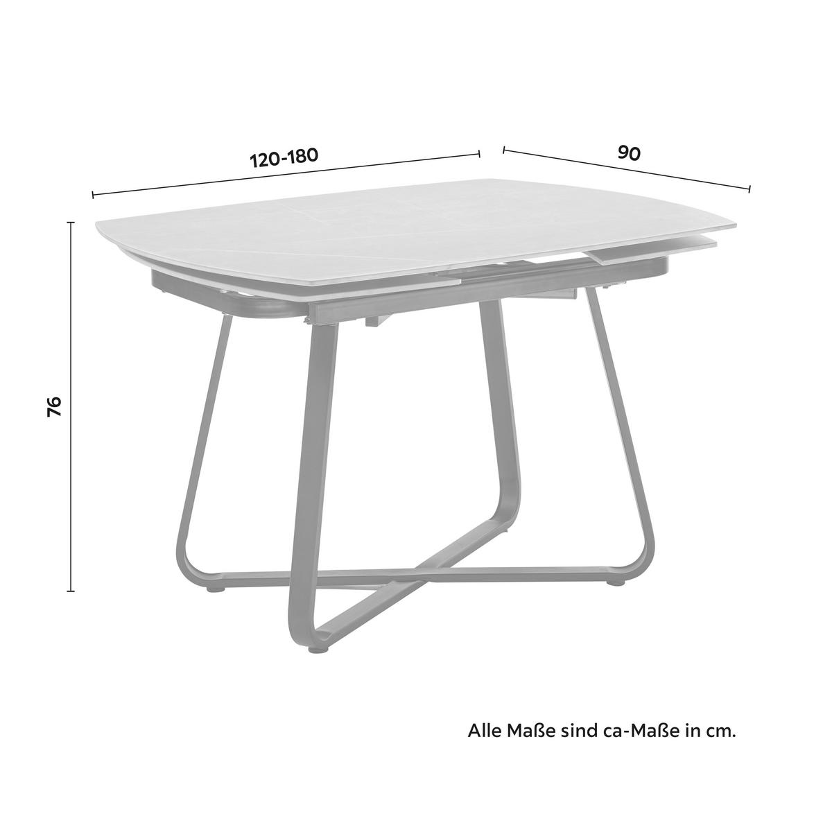 Esstisch ausziehbar Matera Dunkelgrau ca.120-180x76 cm - Schwarz, MODERN, Keramik/Metall (120-180/90/76cm) - Bessagi Home