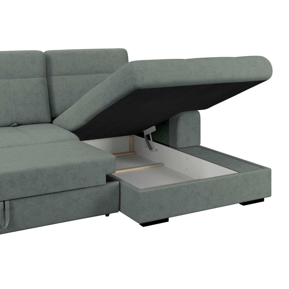 Kutna Garnitura Malaga - zelena/crna, Konvencionalno, tekstil/drvo (286/203cm) - Ondega