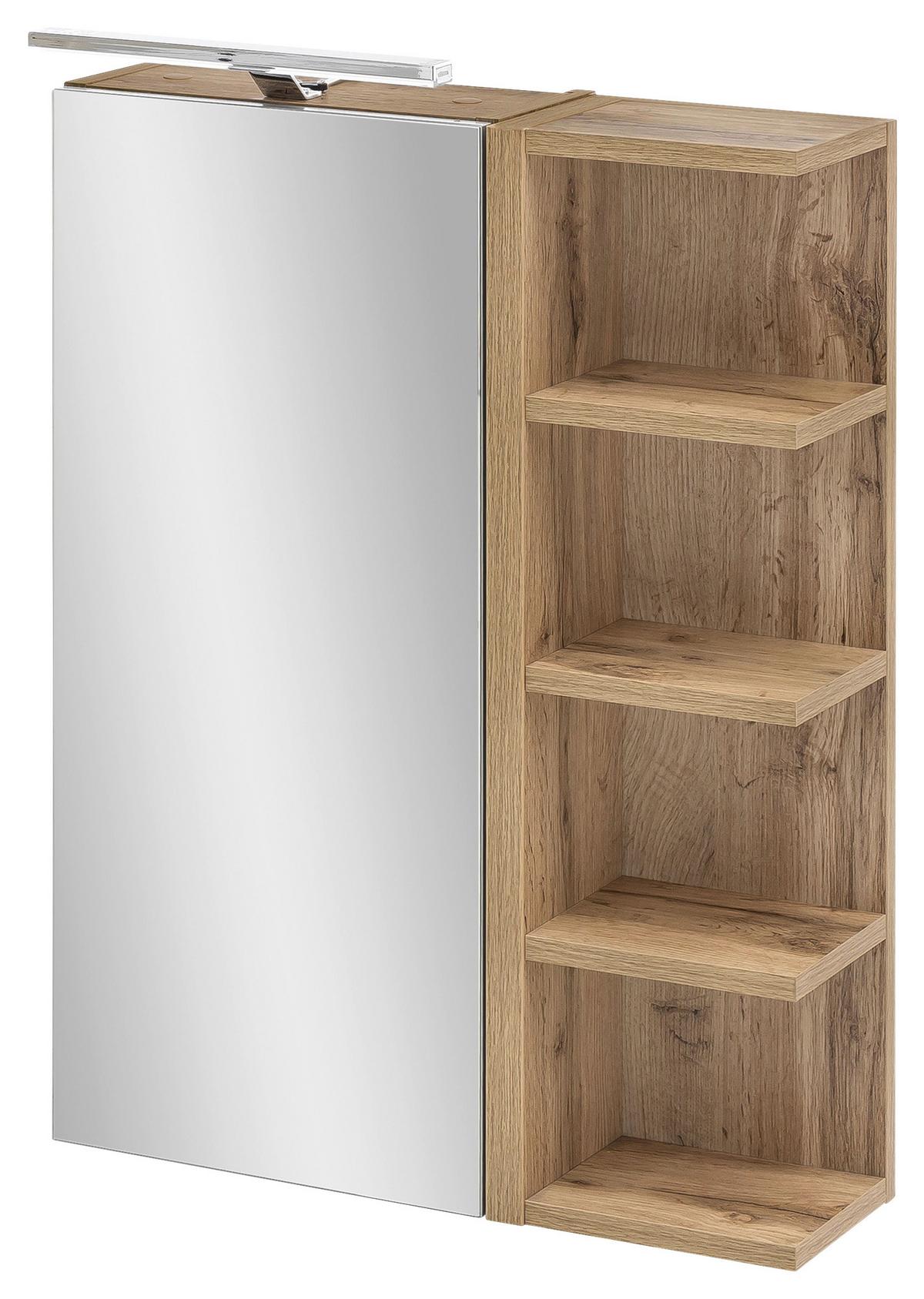 Spiegelschrank Matteo mit LED Eiche 1-türig - MODERN, Glas/Holzwerkstoff (51,3/75/16cm) - MID.YOU