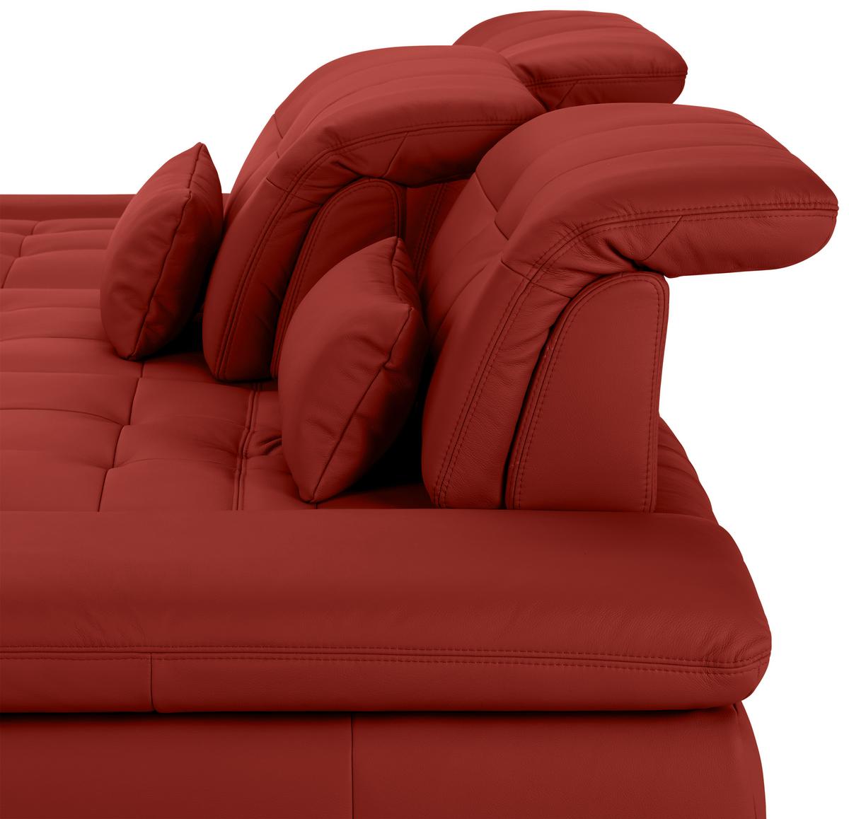 Wohnlandschaft Sanfino Leder Rot - Chromfarben/Rot, KONVENTIONELL, Leder/Metall (199/79-96/305cm) - Premium Living
