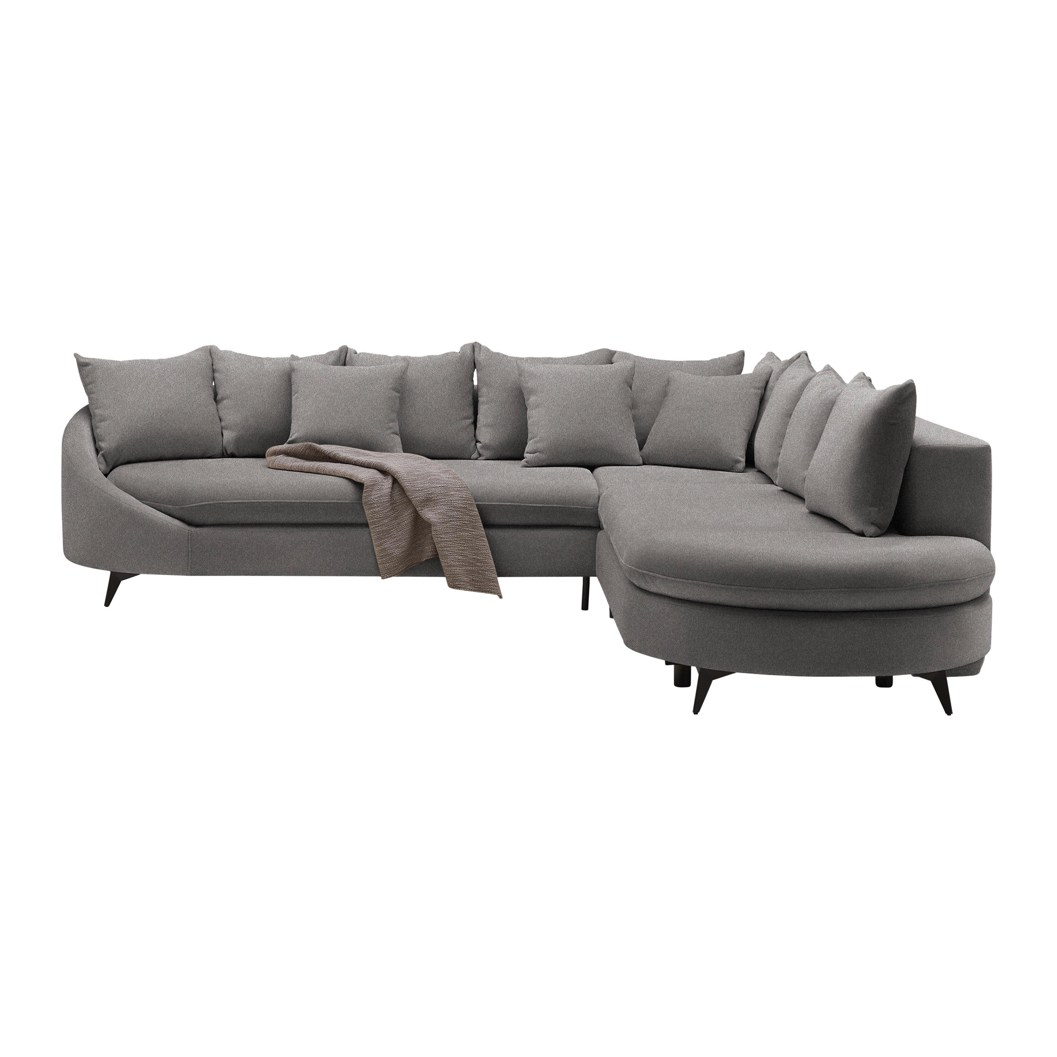 Ecksofa Axel Graphitfarben - Graphitfarben/Schwarz, MODERN, Textil/Metall (291/87/250cm) - Mömax