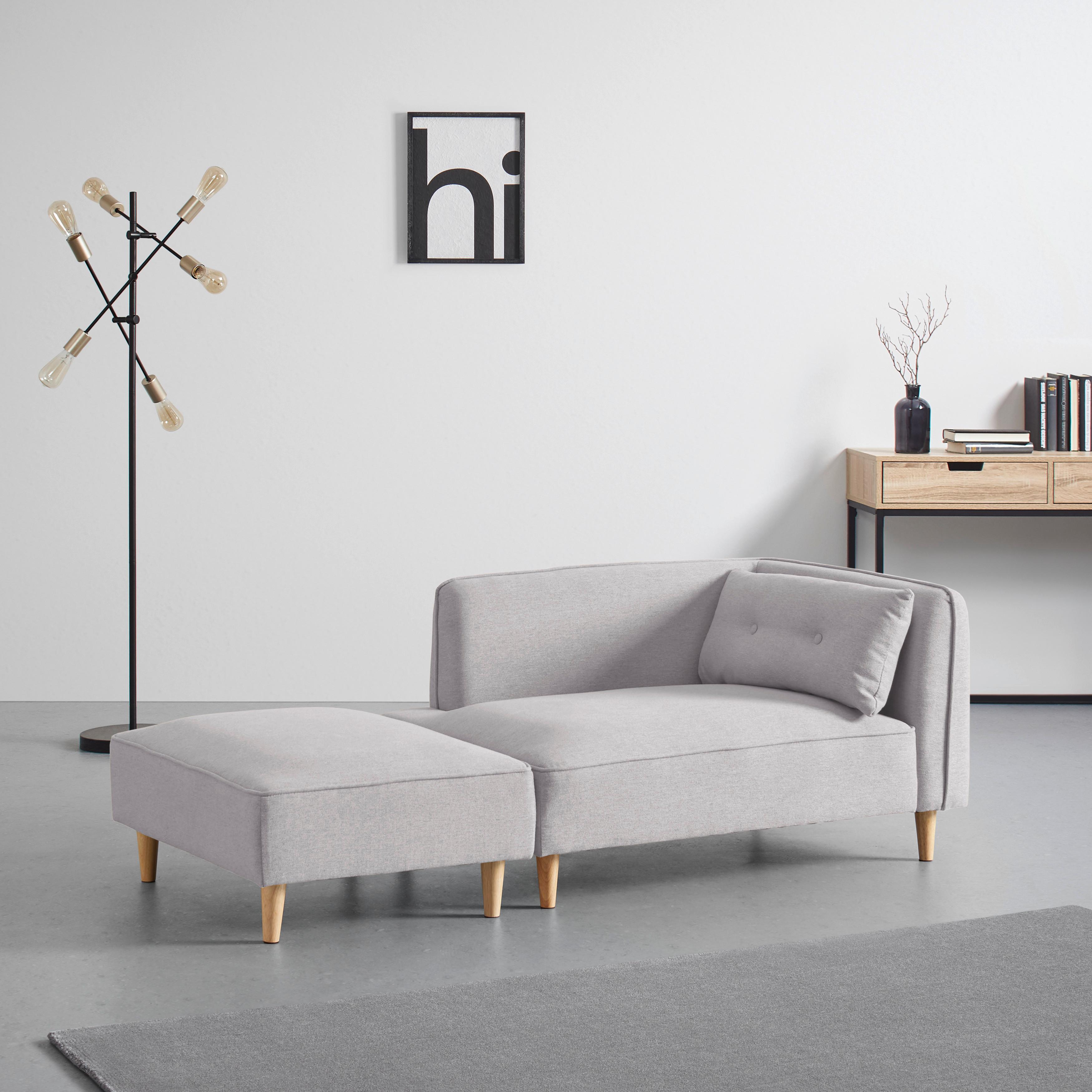 Počivalnik Fanny, Svetlo Siva, S Taburejem - naravne barve/svetlo siva, Moderno, tekstil/les (154/55/73cm) - Bessagi Home