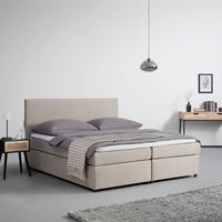 Boxbett Melina ca. 180x200cm Beige mit Topper - Beige/Schwarz, MODERN, Holz/Kunststoff (180/200cm) - Bessagi Home