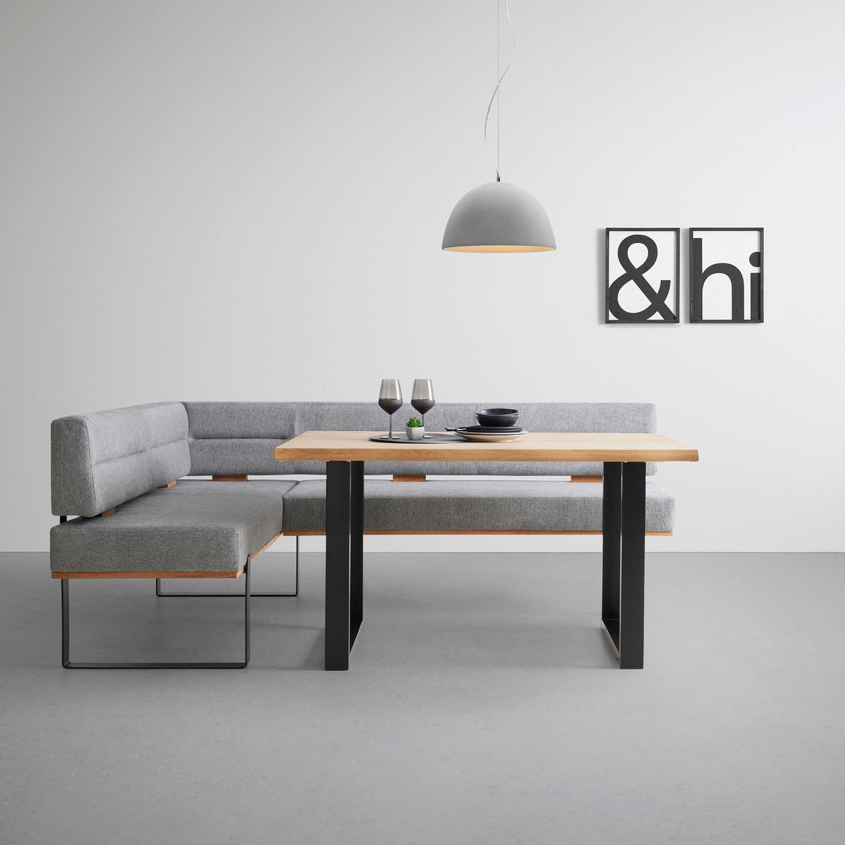 Eckbank in Grau - Schwarz/Grau, KONVENTIONELL, Holz/Textil (160/85/220cm) - Based