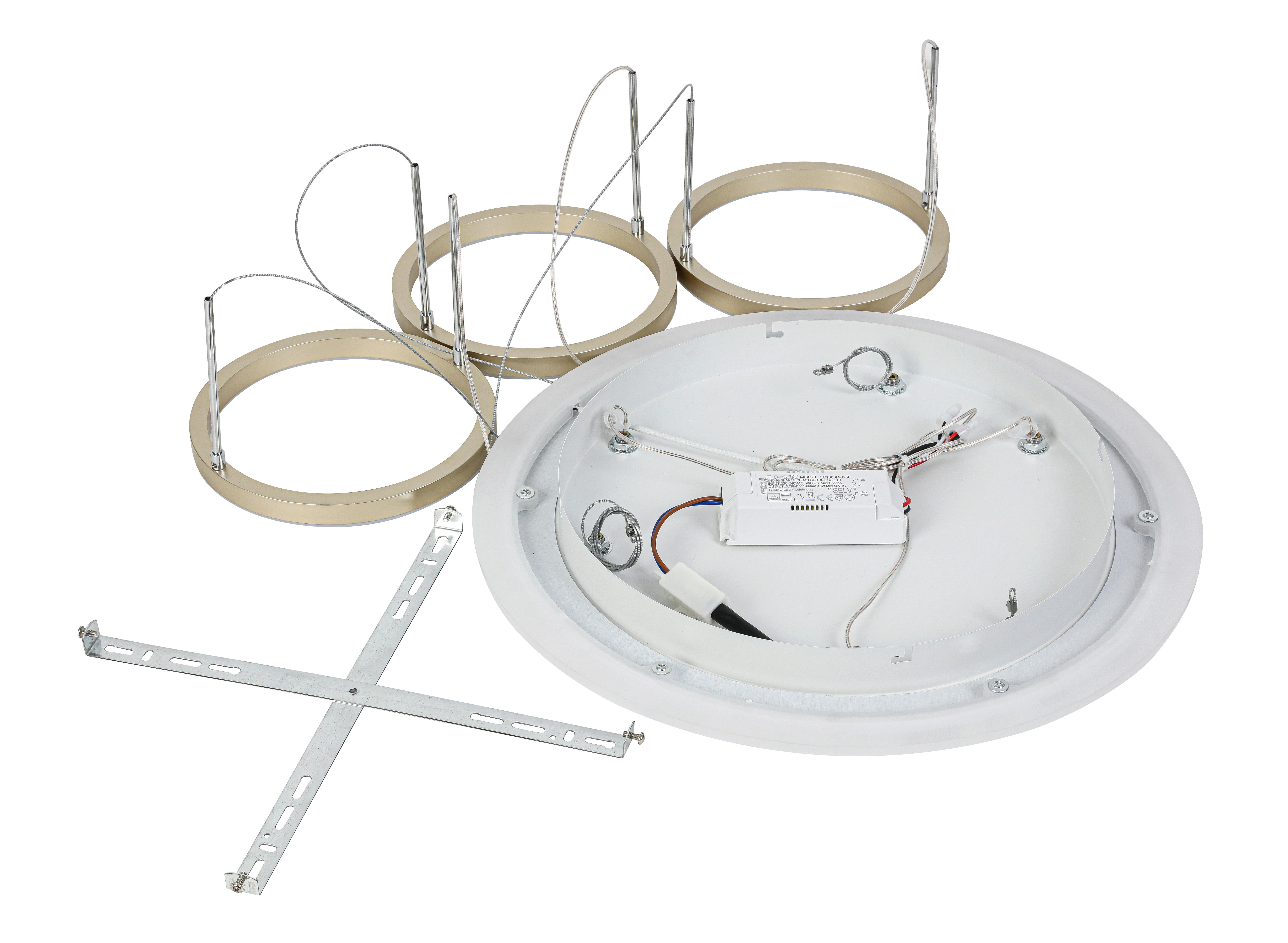 LED-HÄNGLAMPA STONI - champagne, Modern, metall/plast (42/42/150cm) - Mömax