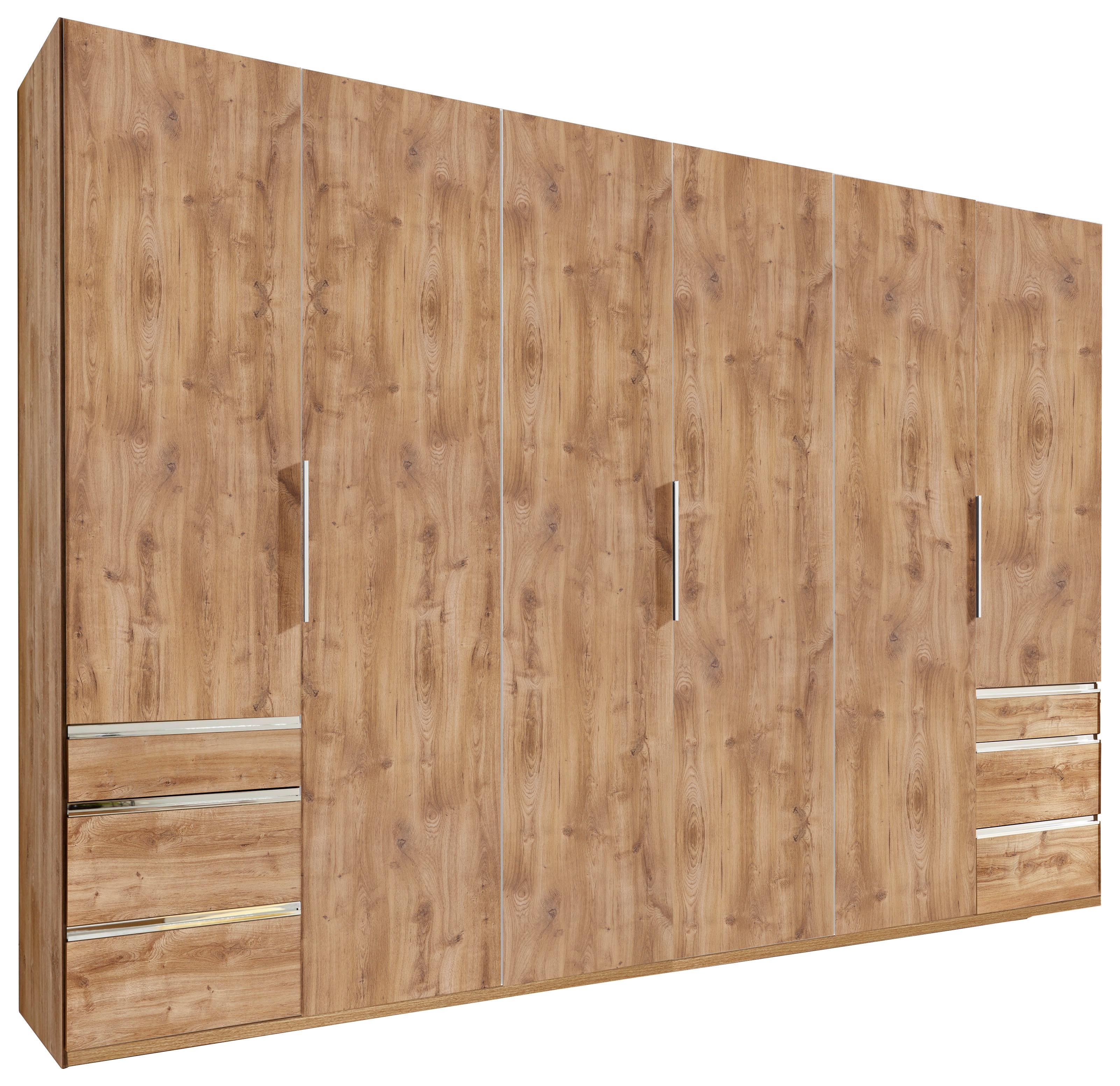 Drehtürenschrank Level 36A ca. 300x216x58 cm Eiche Dekor - Chromfarben/Eichefarben, MODERN, Holzwerkstoff/Metall (300/216/58cm) - MID.YOU