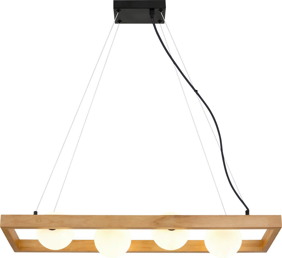 HÄNGELEUCHTE 32010446 NANDA - Weiss/Schwarz, Natur, Glas/Holz (84/24/150cm) - Globo