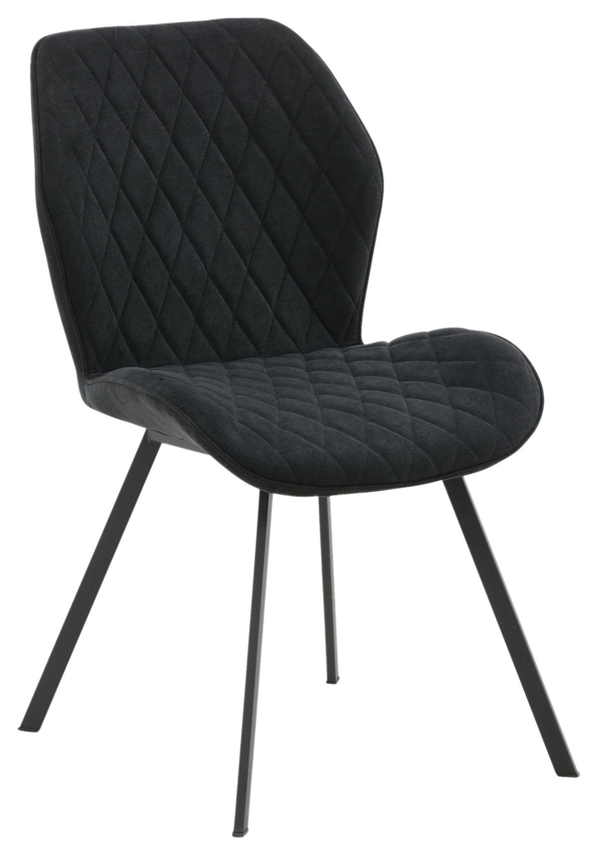 STUHL-SET GEMMA - Schwarz, Design, Textil/Metall (50/90/63cm) - Livetastic