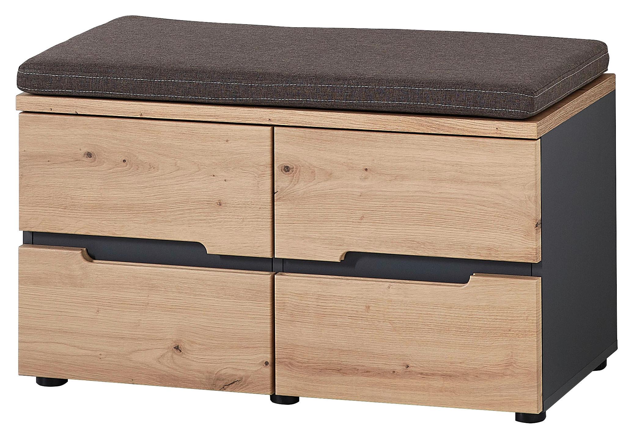 Garderobenbank Memphis in Eiche/Graphitfarben - Eichefarben/Graphitfarben, MODERN (80/49/38cm) - Mömax