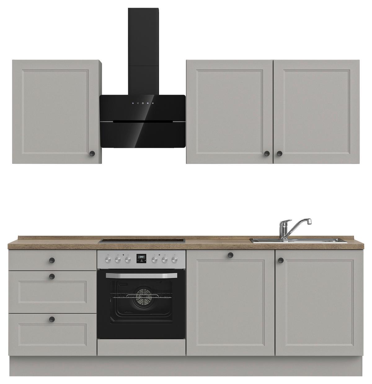 Küchenblock Cascada High m. Geräten Grau - Eiche dunkel/Schwarz, MODERN, Holzwerkstoff/Metall (240cm) - Nobilia