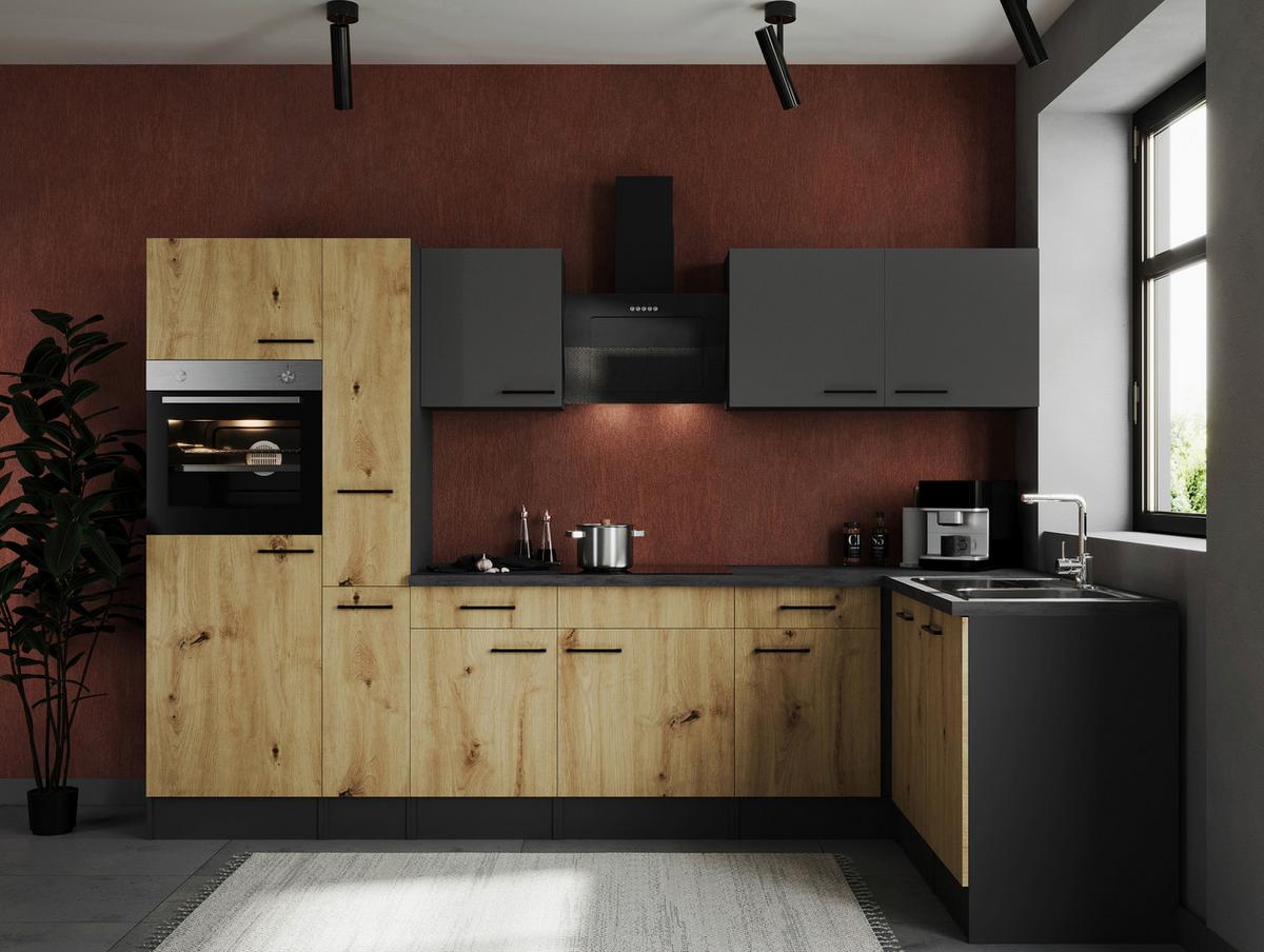 Kotna Kuhinja Z Aparati Oliver, 310x172cm - siva/črna, Design, kovina/leseni material (310/172cm) - Respekta