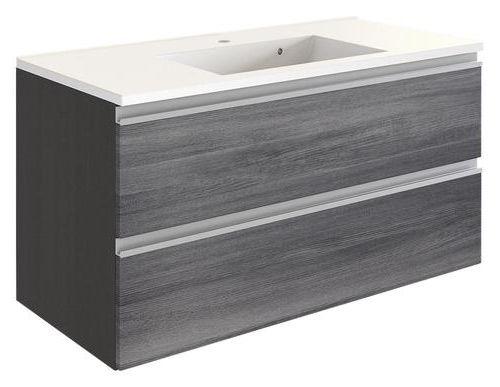 Waschtischkombi in Grau 'Arezzo' - Weiß/Silbereichenfarben, Basics, Holzwerkstoff/Stein (100cm) - Held