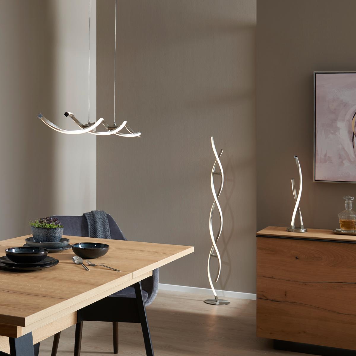 LAMPA WISZĄCA LED 9142-55 POLINA - kolor niklowy, Design, metal (110/8/140cm) - Paul Neuhaus
