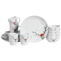 Kombinirani Servis Christmas Reindeer, 16-Delni - bela, Basics, keramika - Creatable