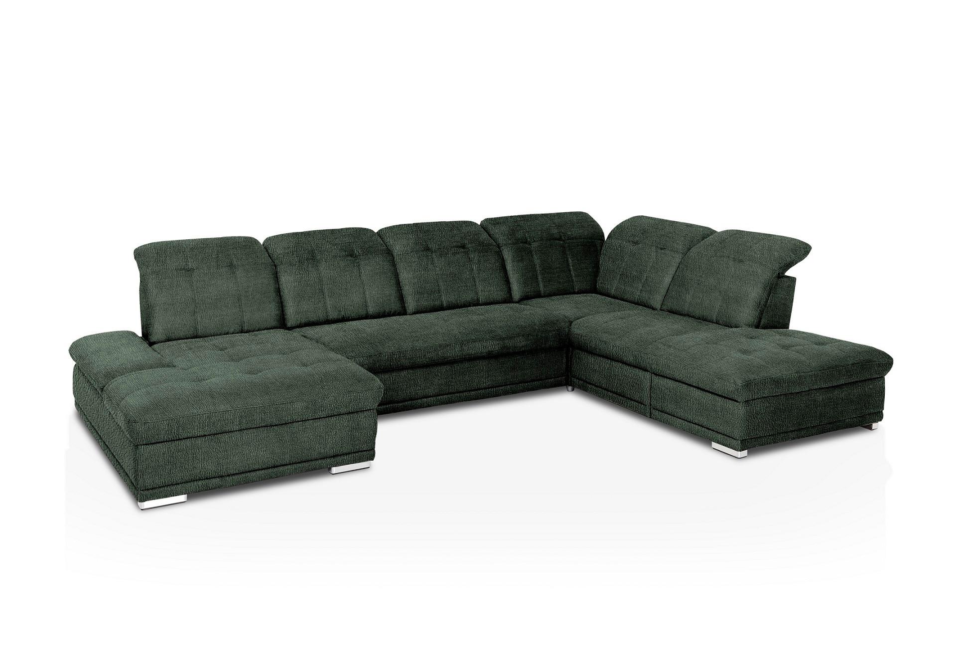 Sarokkanapé Holiday - sötétzöld, Modern, textil (386/86/265cm) - Premium Living
